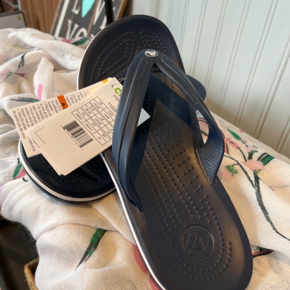 Crocs Crocband Navy Flip Flops Men’s Size 6 Women’s Size 8 BNWT C005 - Picture 6 of 10